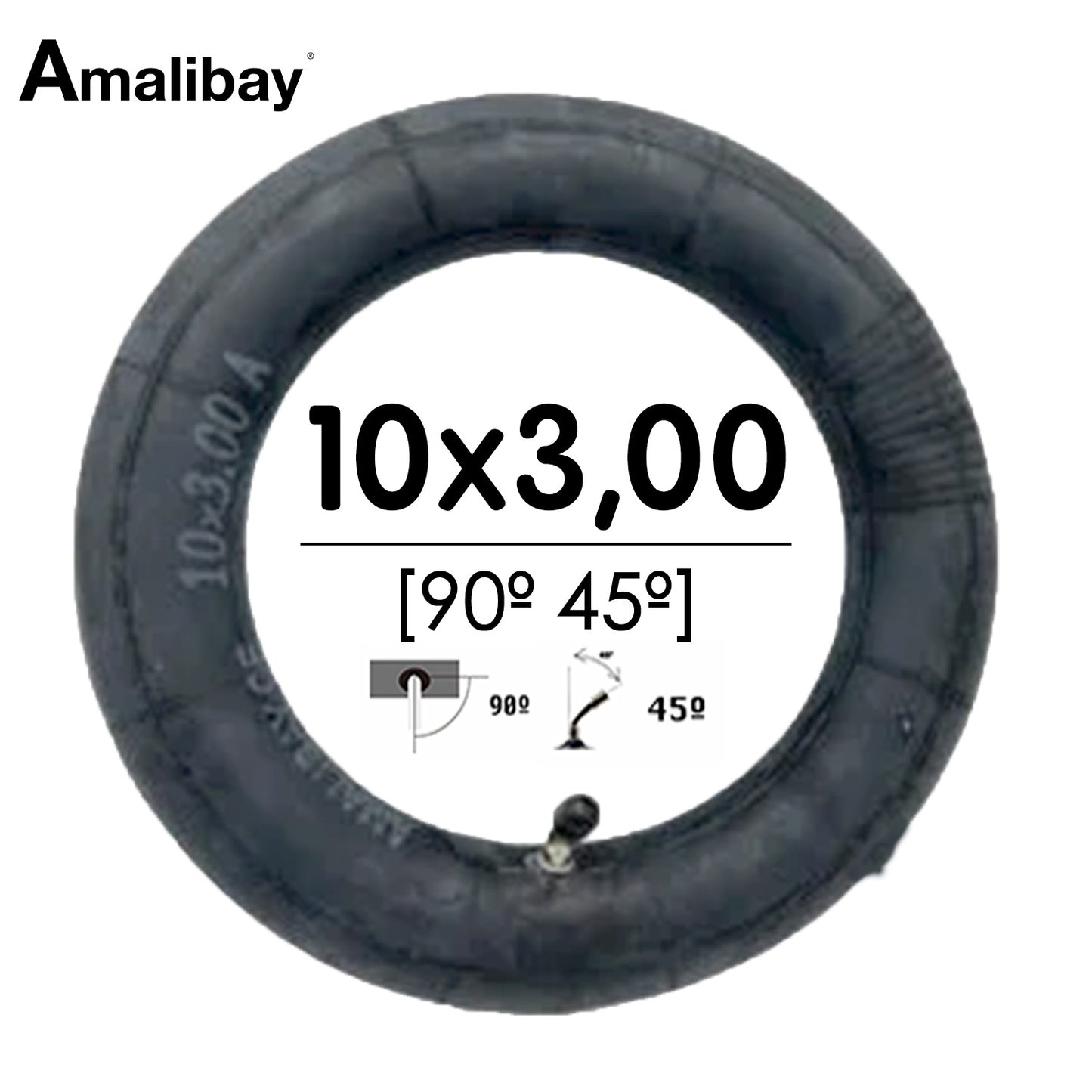 Accesorio para patinetes eléctricos - Cámara de aire 10x3 - 255x80 (válvula 90º 45º)