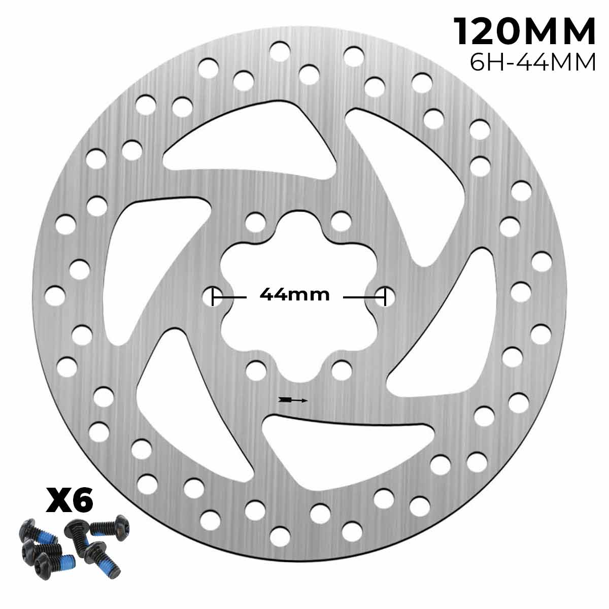 Accesorio para patinetes eléctricos - Disco de freno 120mm para Cecotec Outsider / Bongo serie A y similares (6H -44MM)