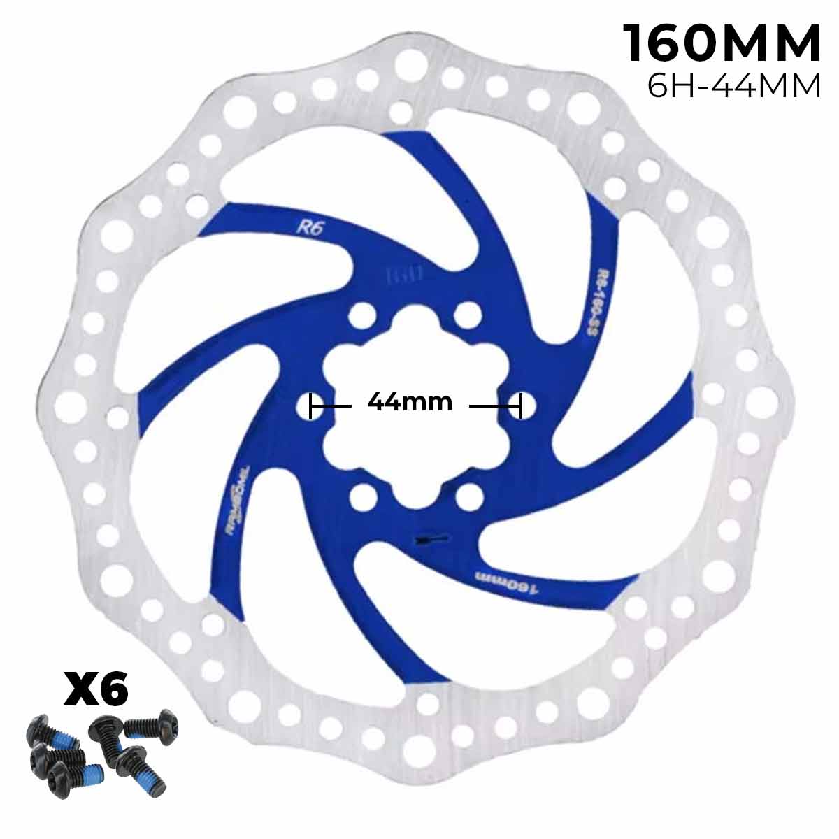 Accesorio para patinetes eléctricos - Disco de freno 160mm azul - Dentado (6H -44MM)