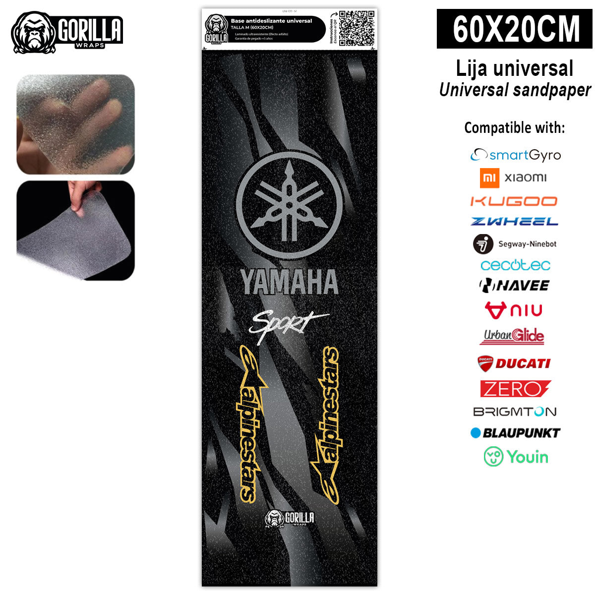 Accesorio para patinetes eléctricos - Base antideslizante universal Yamaha&Alphine - Talla M - 60x20cm (Xiaomi, Smartgyro, Kukirin, Ninebot, Niu, Kaboo, Teverun)