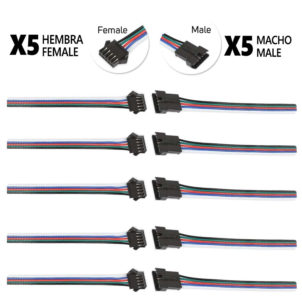 Accesorio para patinetes eléctricos - Conector SM 5 pines con cable 22 AWG - 5M/5H (pack 10 unidades)