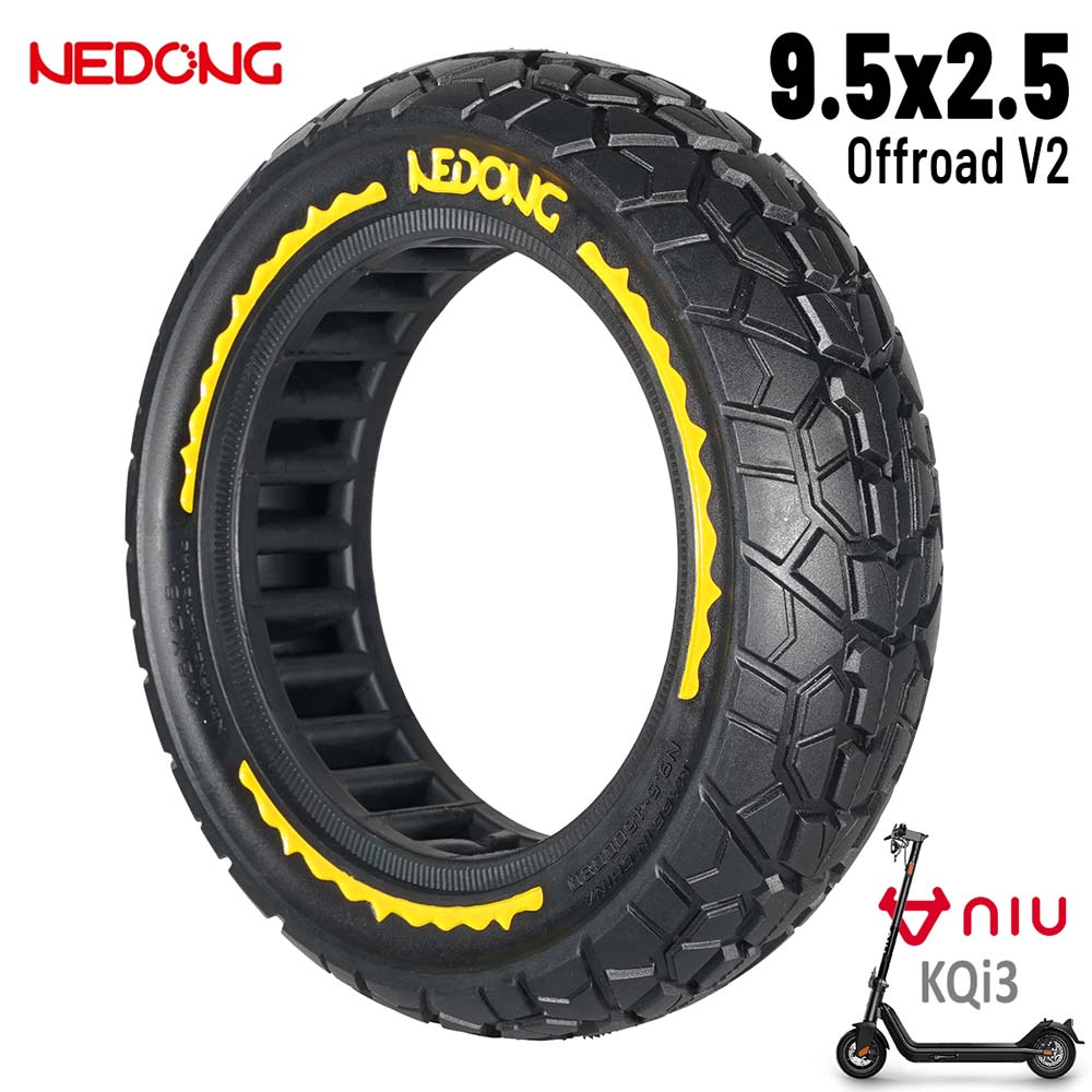 Accesorio para patinetes eléctricos - Rueda maciza amarilla ultraligera 9,5x2,5 (Versión offroad V2)