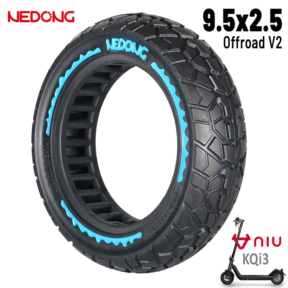 Accesorio para patinetes eléctricos - Rueda maciza azul ultraligera 9,5x2,5 (Versión offroad V2)