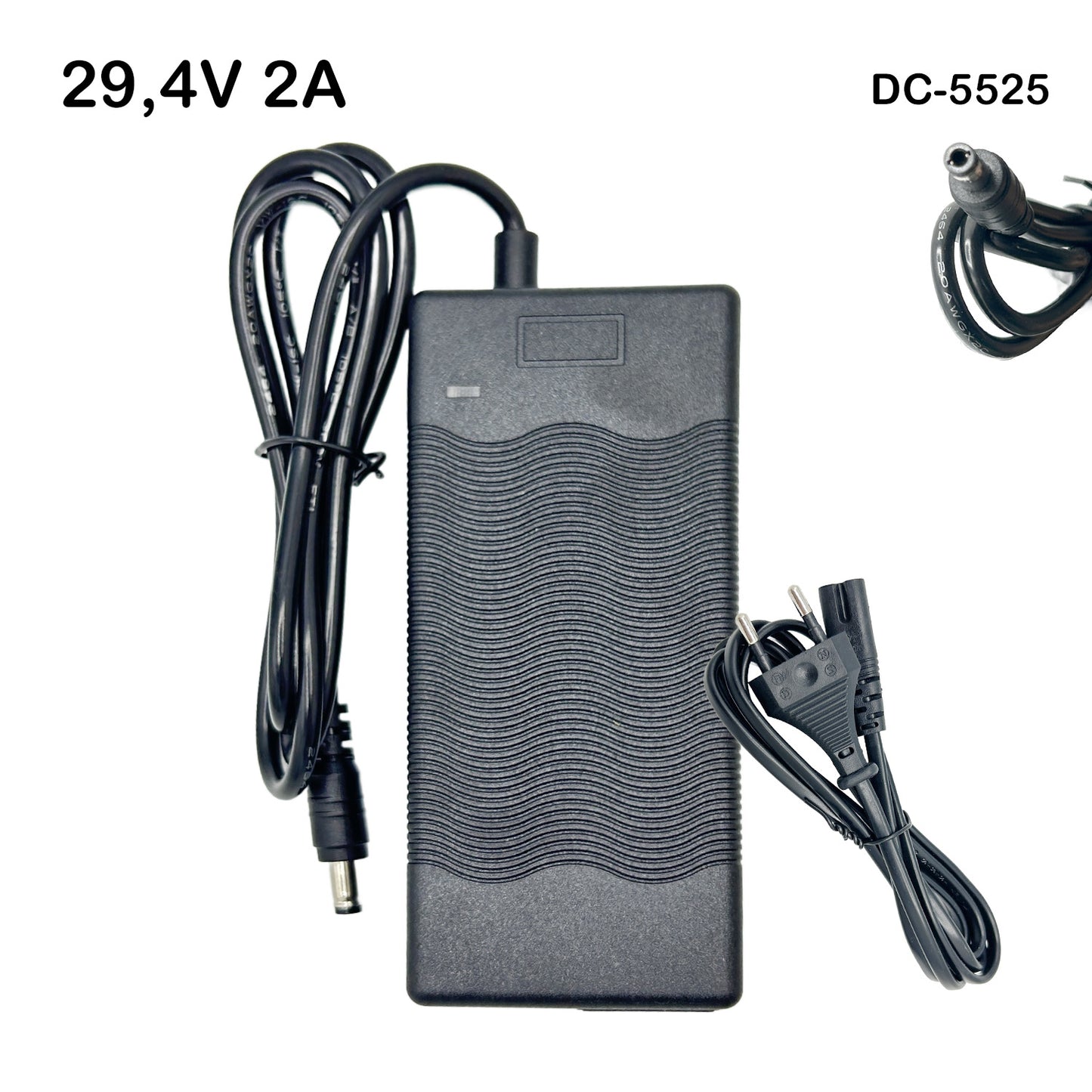 Accesorio para patinetes eléctricos - Cargador 29,4V 2A (DC5525)