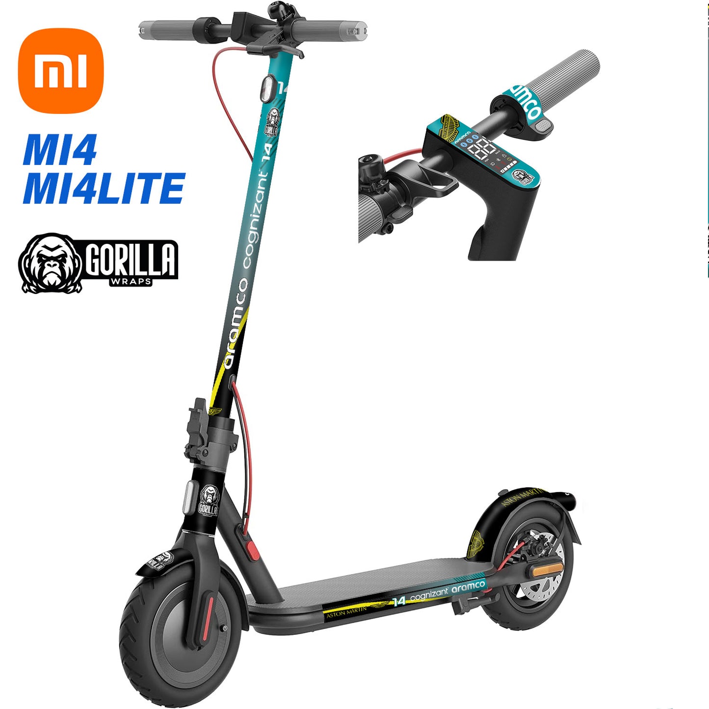 Accesorio para patinetes eléctricos - Vinilo para Xiaomi MI4 / MI4 LITE - Aston Martin&Aramco