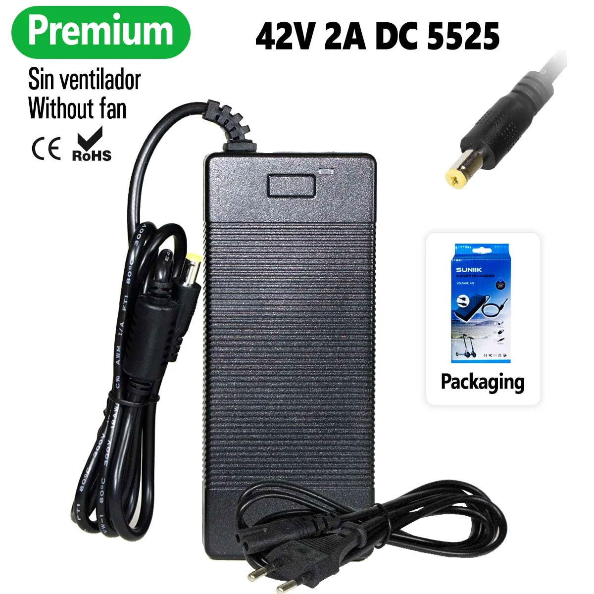 Accesorio para patinetes eléctricos - Cargador premium 42V 2A (conector DC5525)