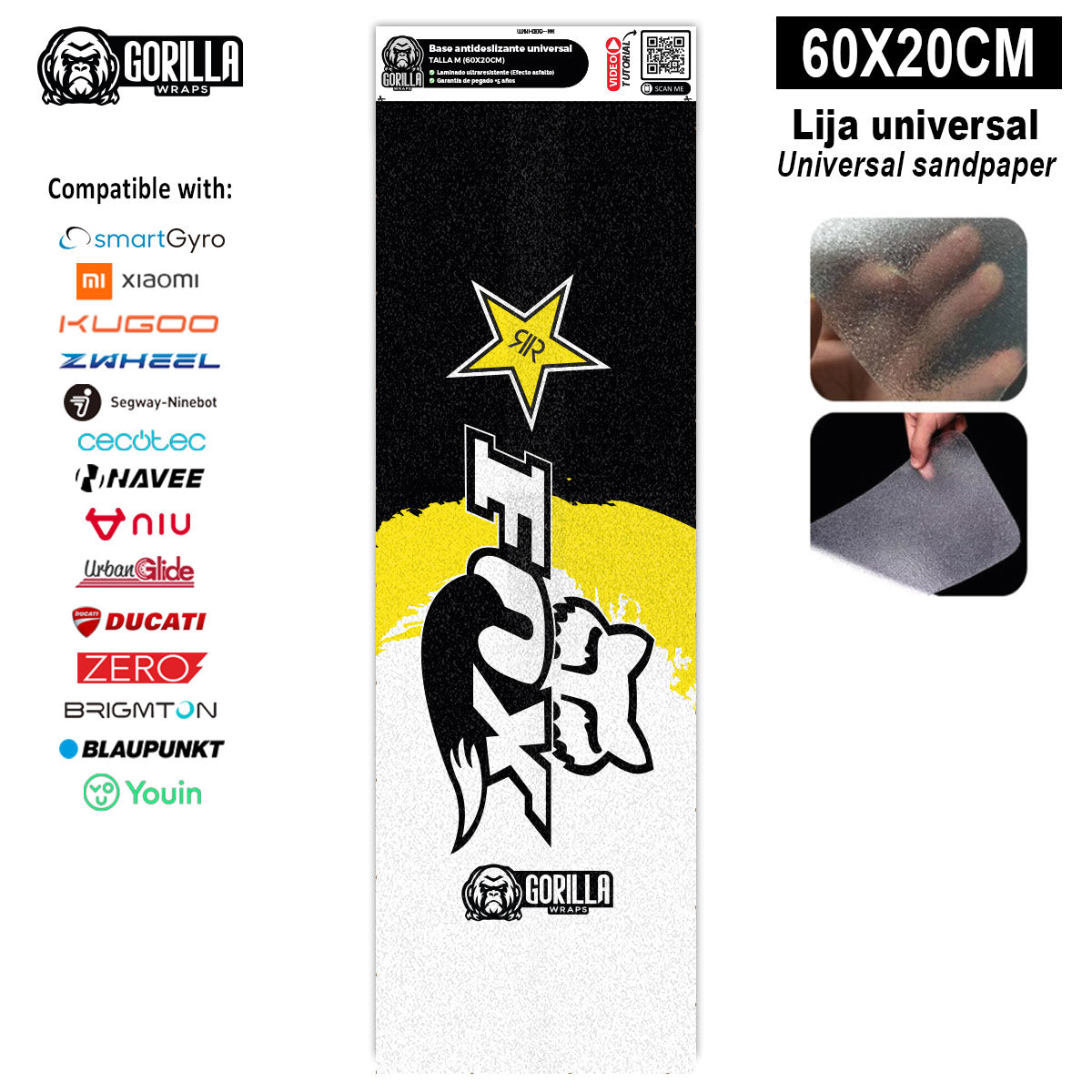 Accesorio para patinetes eléctricos - Base antideslizante universal Fox&Rockstar - Talla M - 60x20cm (Xiaomi, Smartgyro, Kukirin, Ninebot, Niu, Kaboo, Teverun)