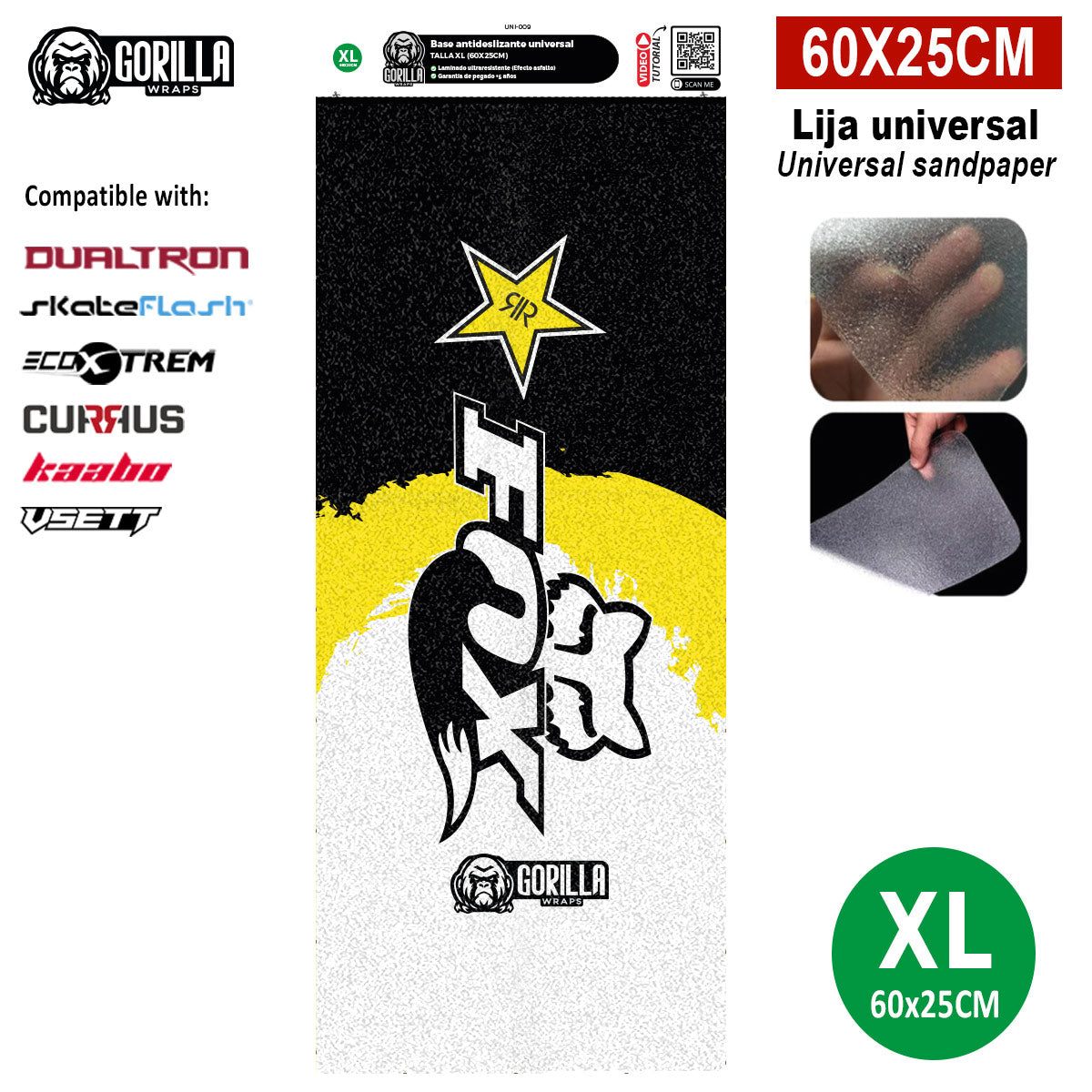 Accesorio para patinetes eléctricos - Base antideslizante universal Fox&Rockstar - Talla XL - 60x25cm (modelos Dualtron, Skateflask y similares)