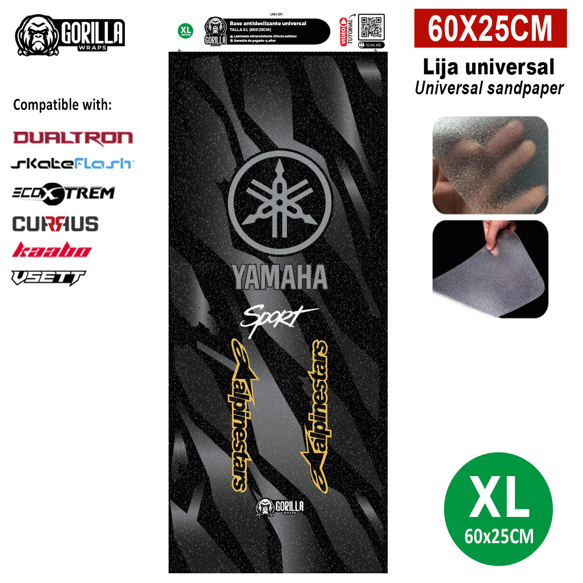 Accesorio para patinetes eléctricos - Base antideslizante universal Yamaha&Alphine - Talla XL - 60x25cm (modelos Dualtron, Skateflask y similares)