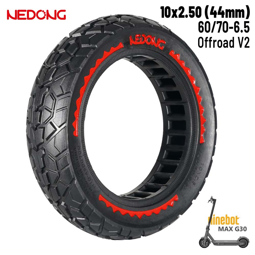 Accesorio para patinetes eléctricos - Rueda maciza roja 10x2,5-6,5 - Offroad (44MM)