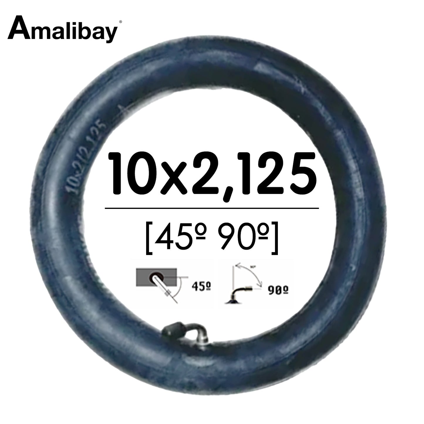 Accesorio para patinetes eléctricos - Cámara de aire 10x2,125 (valvula 45º 90º)