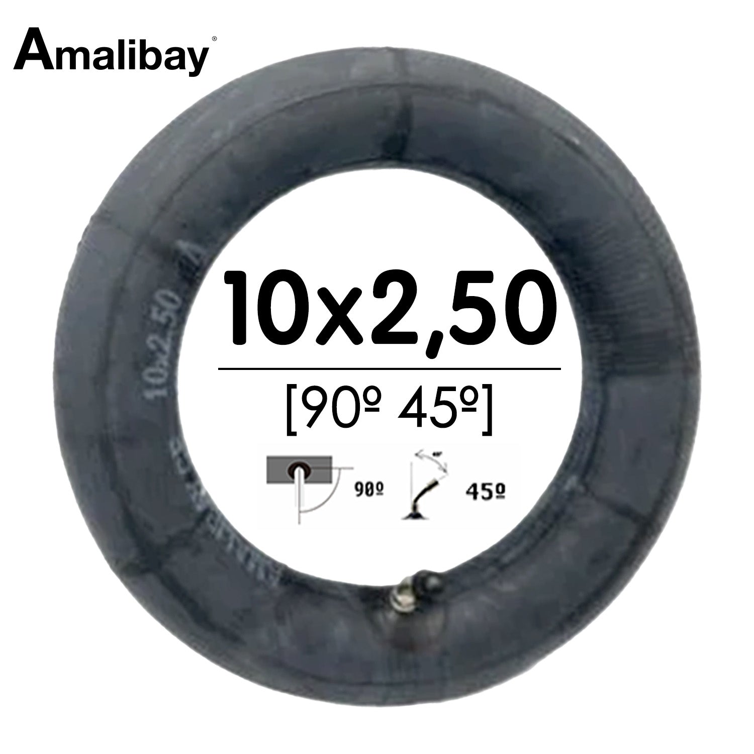 Accesorio para patinetes eléctricos - Cámara de aire 10x2,5 (válvula 90º 45º) - Premium