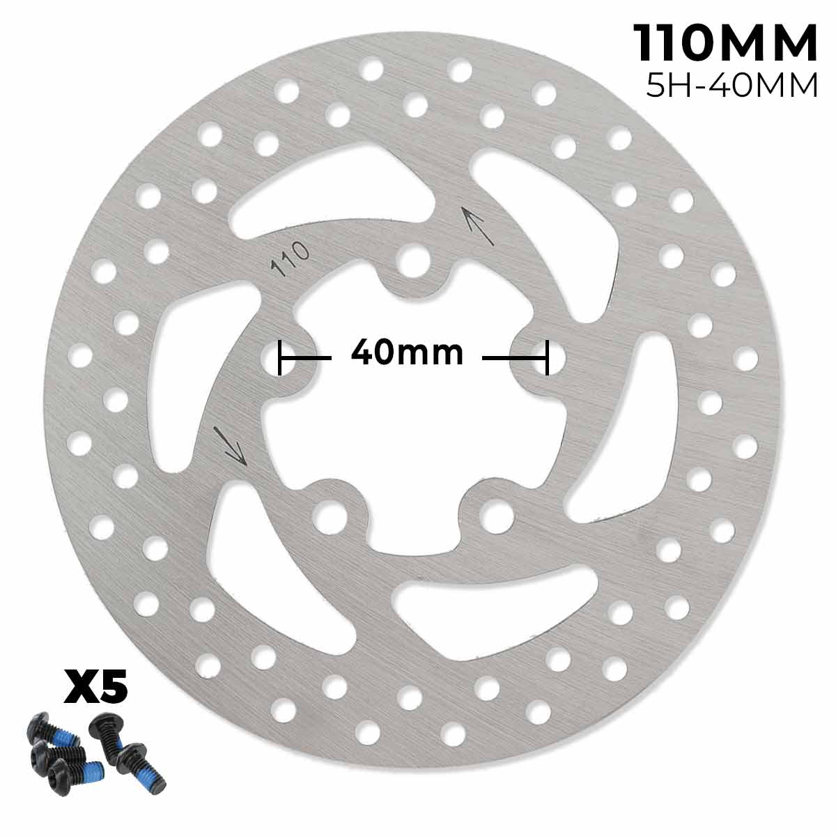 Accesorio para patinetes eléctricos - Disco de freno 110mm Xiaomi (Nuevo modelo) - Redondo (5H -40MM)