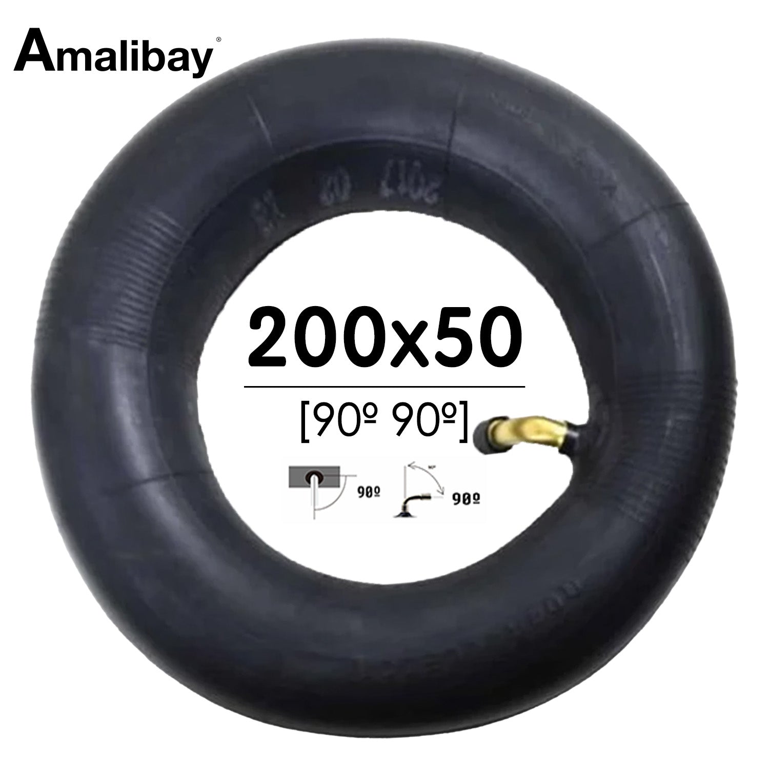 Accesorio para patinetes eléctricos - Cámara de aire 200x50 (válvula 90º  90º)  - Premium