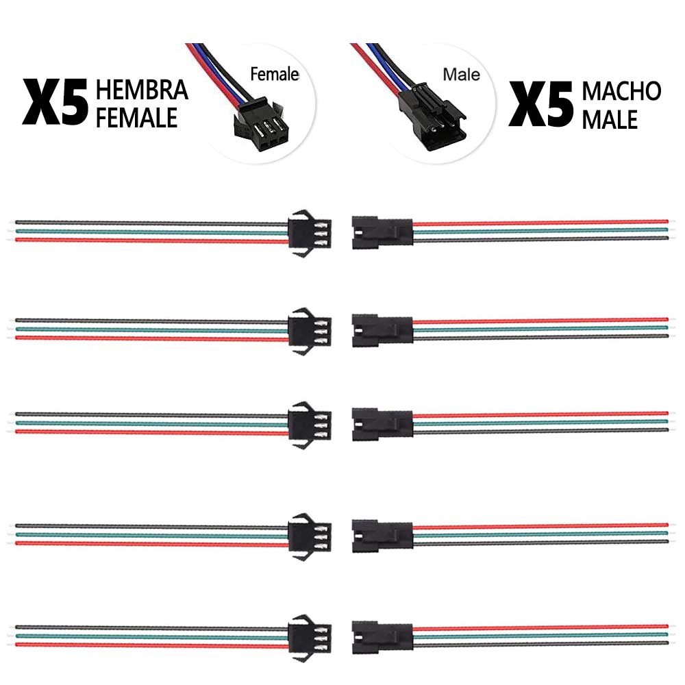 Accesorio para patinetes eléctricos - Conector SM 3 pines con cable 22 AWG - 5M/5H (pack 10 unidades)