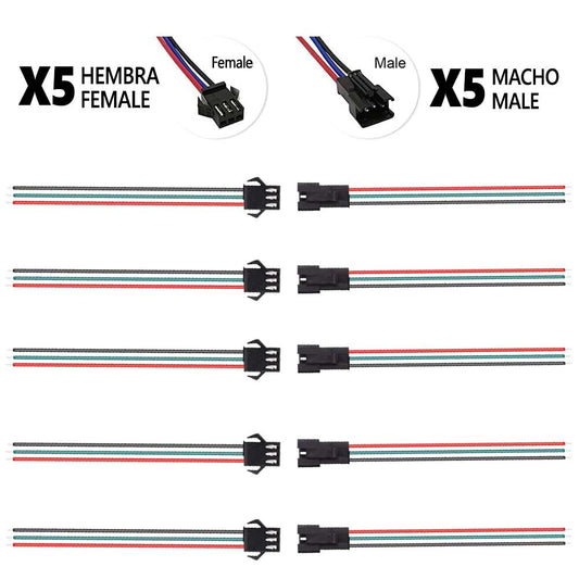 Accesorio para patinetes eléctricos - Conector SM 3 pines con cable 22 AWG - 5M/5H (pack 10 unidades)