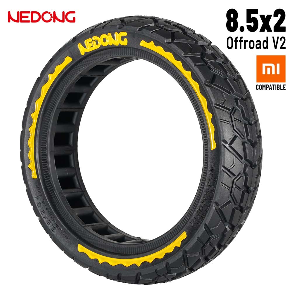 Accesorio para patinetes eléctricos - Rueda maciza amarilla ultraligera 8,5x2 (Versión offroad V2)