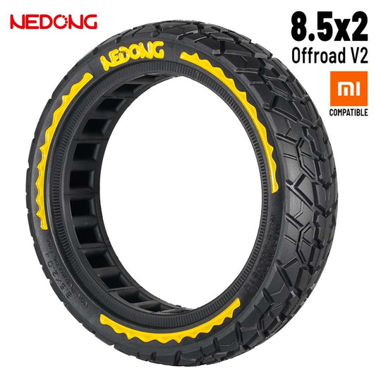 Accesorio para patinetes eléctricos - Rueda maciza amarilla ultraligera 8,5x2 (Versión offroad V2)