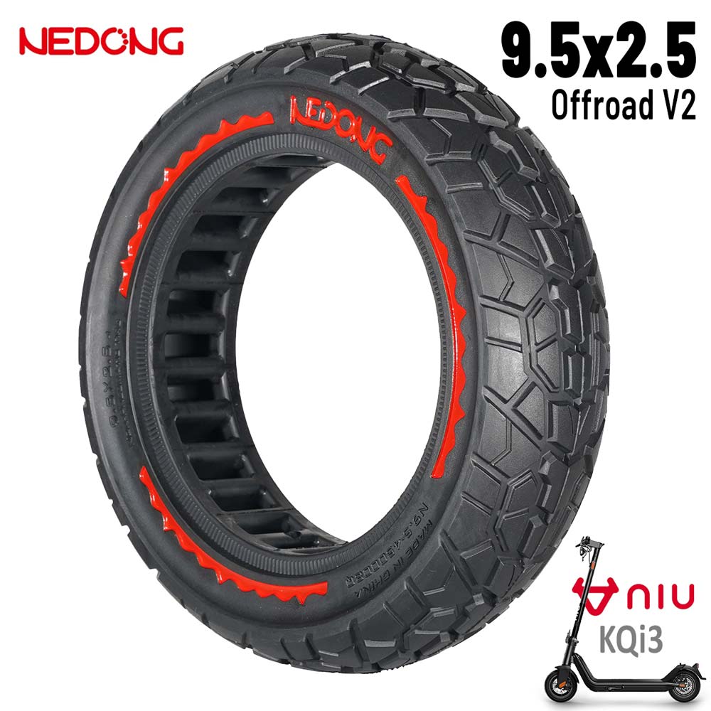 Accesorio para patinetes eléctricos - Rueda maciza roja ultraligera 9,5x2,5 (Versión offroad V2)