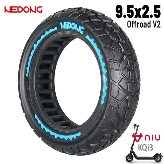 Accesorio para patinetes eléctricos - Rueda maciza azul ultraligera 9,5x2,5 (Versión offroad V2)