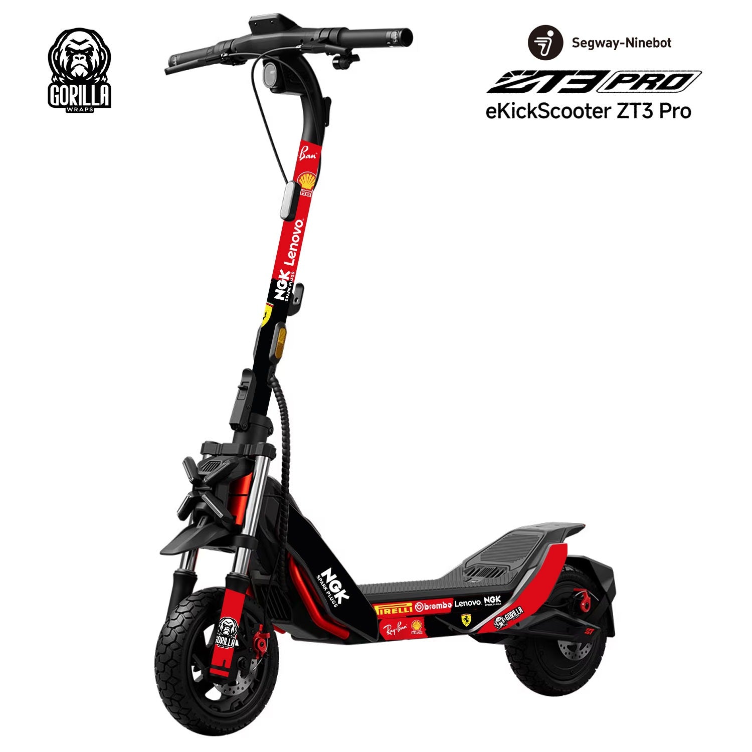 Accesorio para patinetes eléctricos - Vinilo Ferrari para Segway ZT3 Pro