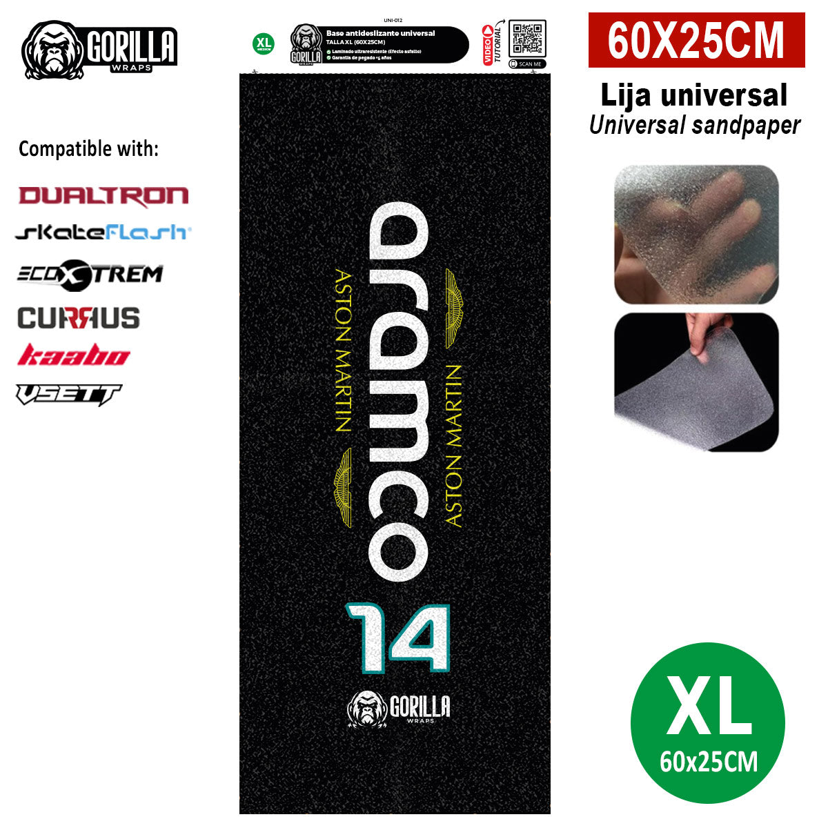 Accesorio para patinetes eléctricos - Base antideslizante universal Martin&amp;Aramco - Talla XL - 60x25cm (modelos Dualtron, Skateflask y similares)