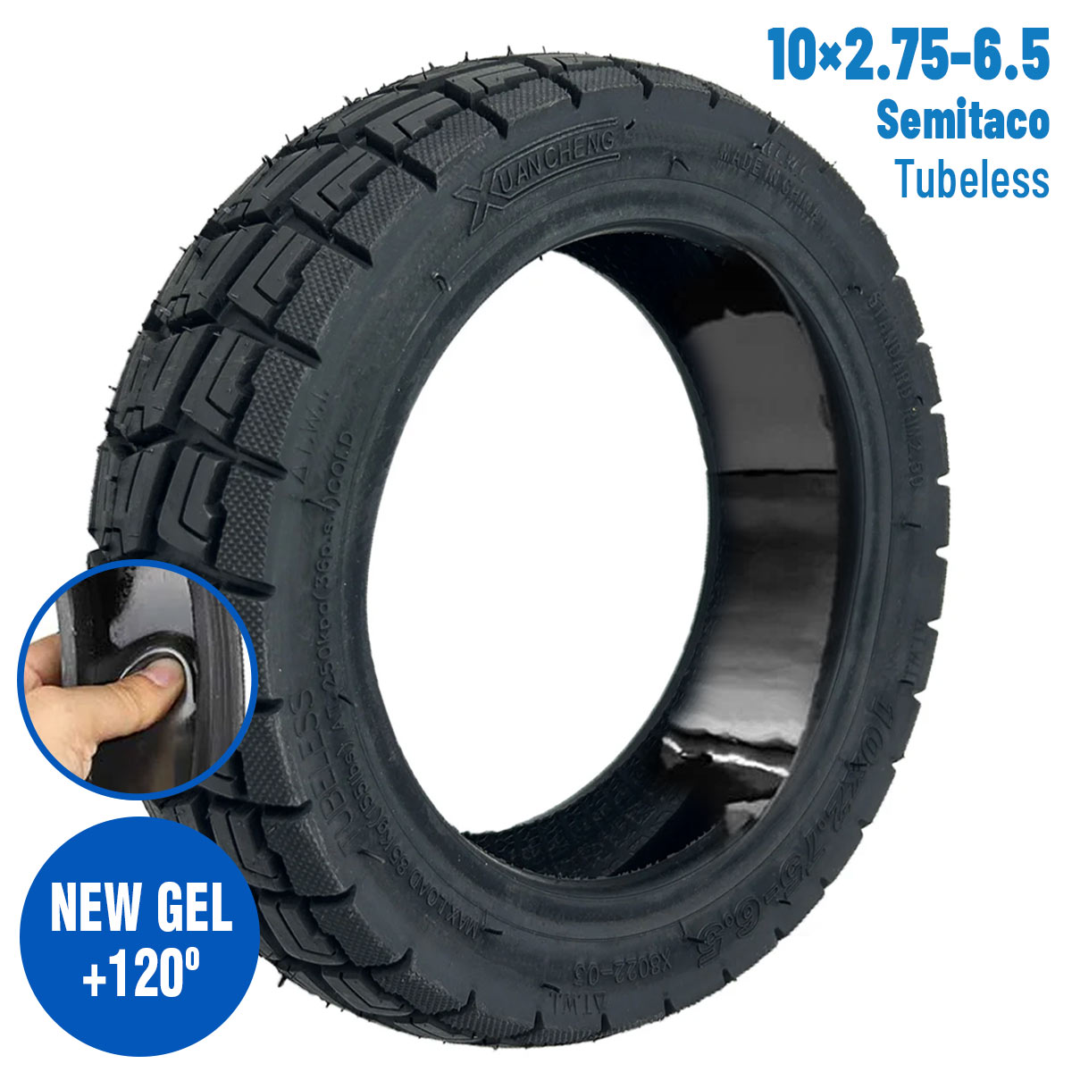 Accesorio para patinetes eléctricos - Neumático 10x2,75-6,5 Semitaco Tubeless (Con gel antipinchazos)