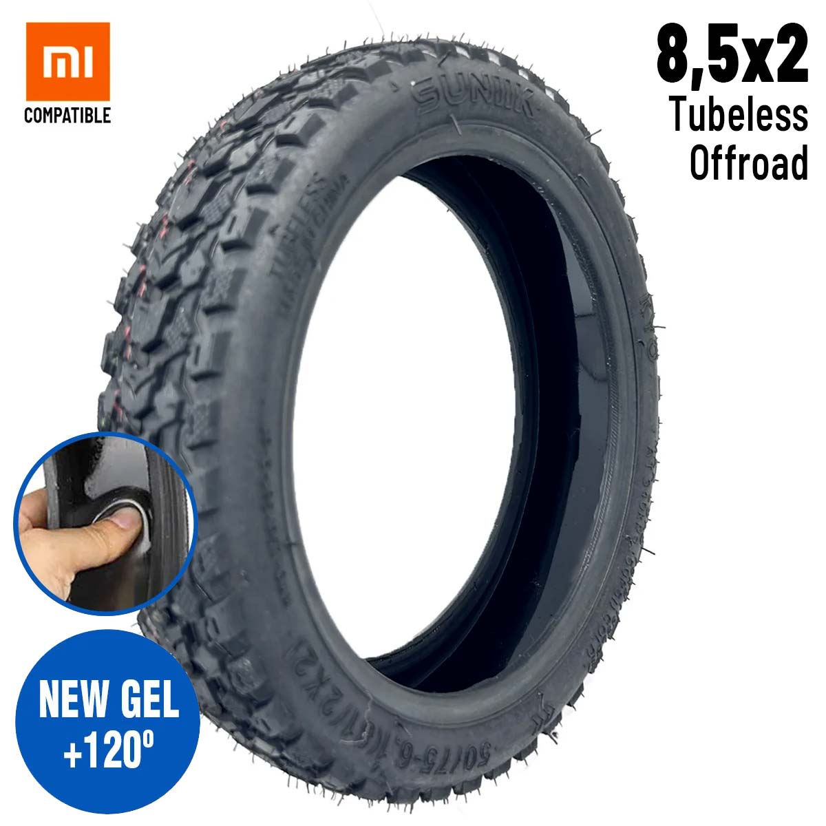 Accesorio para patinetes eléctricos - Neumático 50/75-6.1(8,5x2) Offroad Tubeless (Con gel antipinchazos)