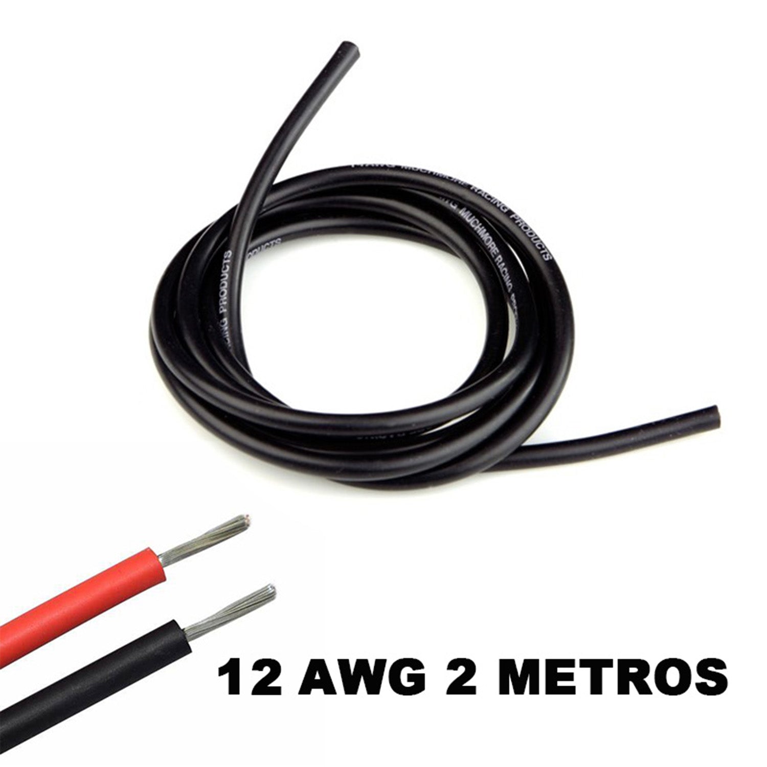 Accesorio para patinetes eléctricos - Cable eléctrico Silicona Flexible 12 AWG (Negro) 