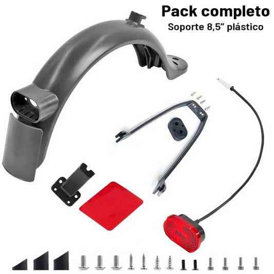 Accesorio para patinetes eléctricos - Pack completo guardabarros trasero para Xiaomi (Soporte plástico 8,5 pulgadas)
