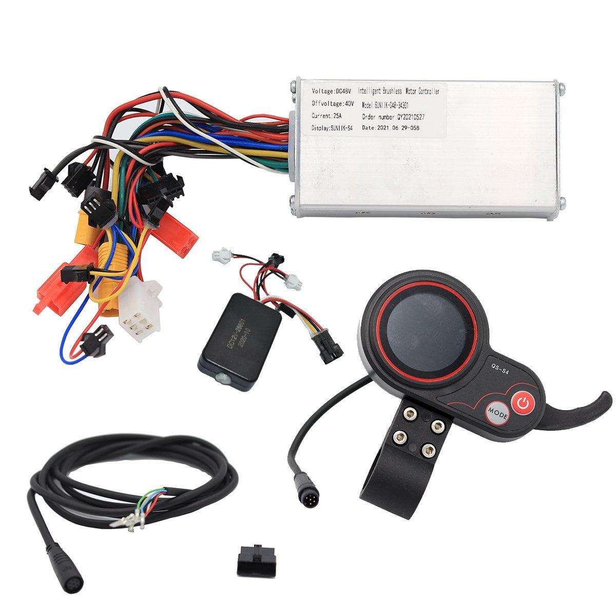 Accesorio para patinetes eléctricos - Kit electrónica genérico 48V/52V - 25A  (Display QS S4 + Controladora + Cableado)