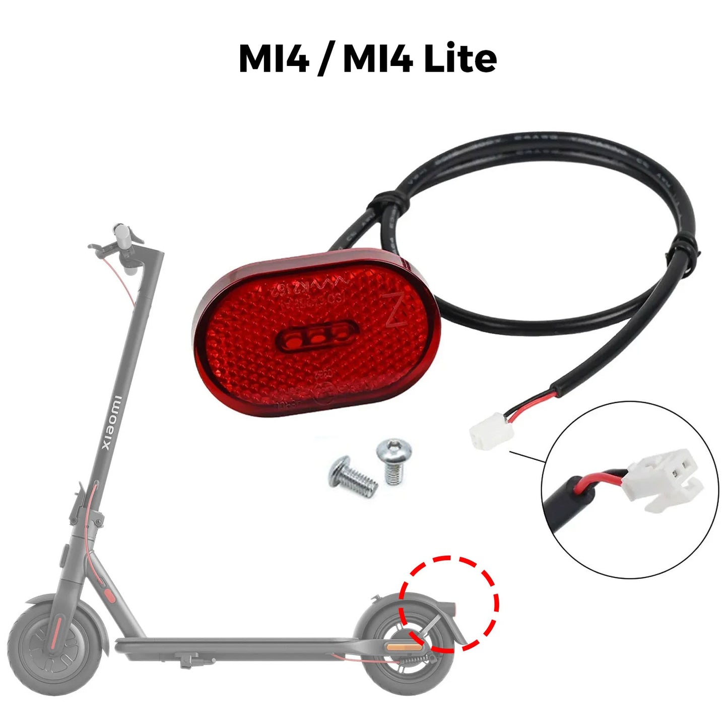 Accesorio para patinetes eléctricos - Luz trasera Xiaomi MI4/MI4 Lite