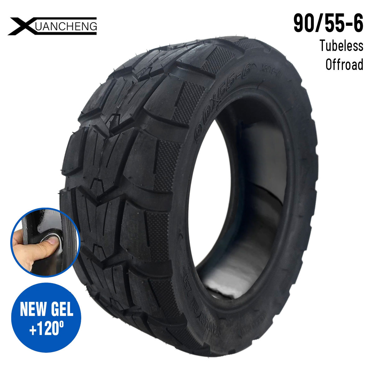 Accesorio para patinetes eléctricos - Rueda cubierta 90/55-6 Tubeless (Con gel antipinchazos) (Ninebot GT1 GT2)